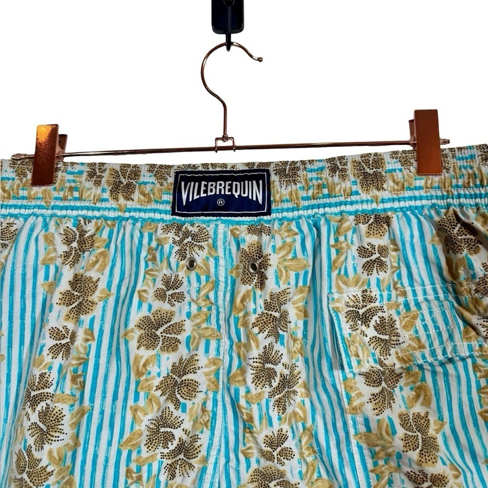 Vilebrequin Moorea Floral Stripe Print Swim Trunks Shorts - Picture 4 of 12